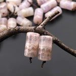 Rare Icy Natural Rainbow Amethyst Earring Pair Matched Smooth Cylinder Tube 10x20mm Gemstone Beads