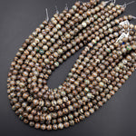 Tibetan Agate 8mm 10mm Round Beads Dzi Agate Green Brown Etched Wavy Line Mala Antique Boho Style 15.5" Strand
