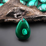 Rare Natural Chrysocolla Malachite Teardrop Pendant From Congo