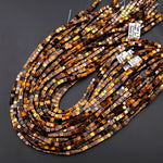 Natural Tiger's Eye Smooth 4mm Cube Beads Gemstone 15.5" Strand