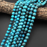 Real Genuine Natural Blue Turquoise 10mm 11mm Smooth Round Beads 15.5" Strand