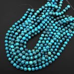 Real Genuine Natural Blue Turquoise 10mm 11mm Smooth Round Beads 15.5" Strand