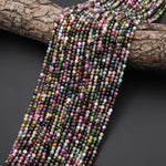 Natural Pink Green Blue Tourmaline 3mm Smooth Round Gemstone Beads 15.5" Strand