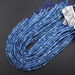 AAA+ Faceted Natural Blue Santa Maria Aquamarine 4mm Round High Quality Gemstone Beads 15.5" Strand