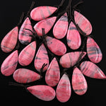 AAA Natural Pink Rhodonite In Quartz Side Drilled Teardrop Pendant