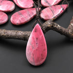 AAA Natural Pink Rhodonite In Quartz Side Drilled Teardrop Pendant