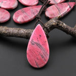 AAA Natural Pink Rhodonite In Quartz Side Drilled Teardrop Pendant