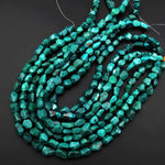 AAA Real Genuine Faceted Natural Green Royston Turquoise 10mm 12mm Nugget Beads 15.5" Strand