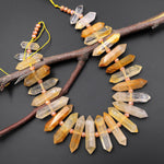 Natural Golden Healer Quartz Double Terminated Point Beads Center Drilled Gemstone 15" Strand