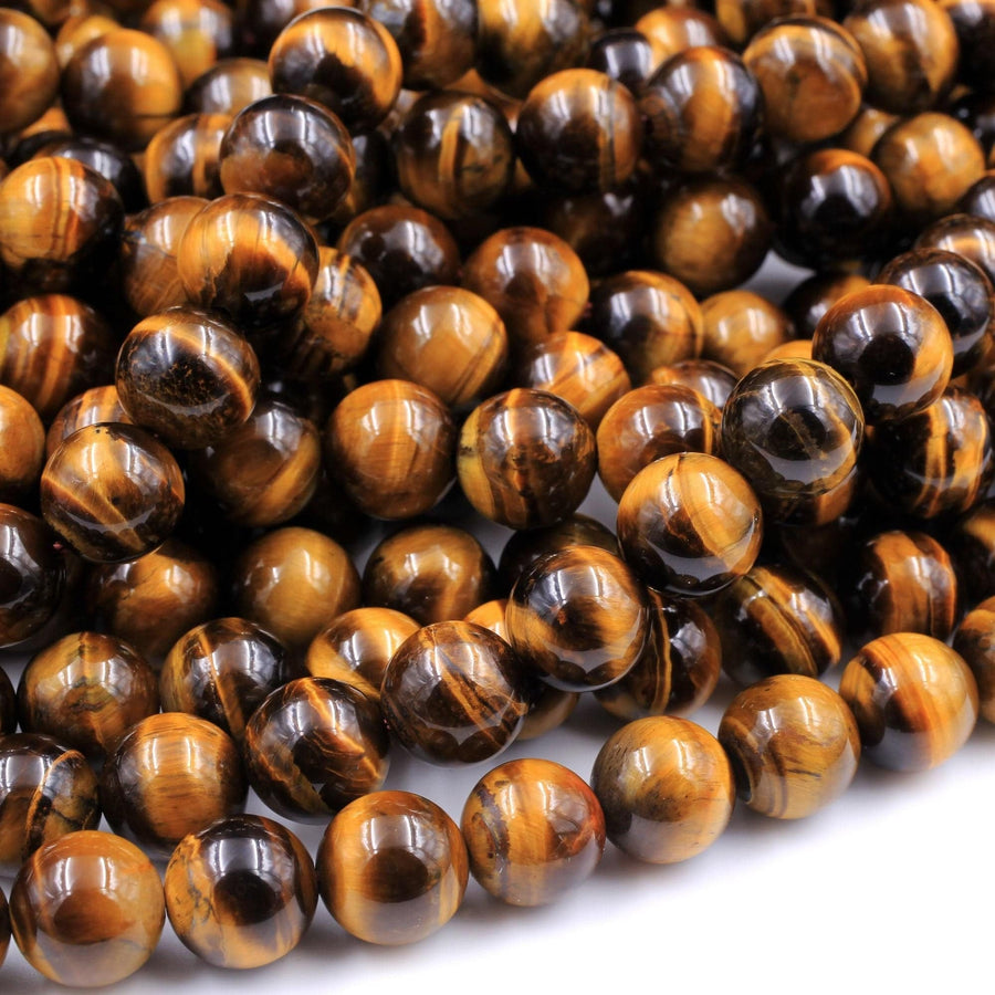 Natural Tiger's Eye 4mm 6mm 8mm 10mm Round Beads High Quality Smooth Polished 15.5" Strand