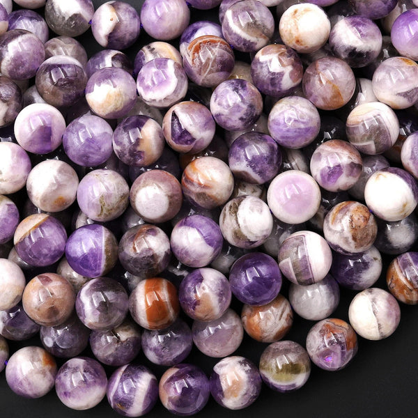 Natural Chevron Amethyst Beads 6mm 8mm 10mm 12mm Round Beads 15.5" Strand