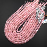 AAA Faceted Natural Pink Morganite Aquamarine Beryl Rondelle Beads 7mm 8mm 10mm 15.5" Strand