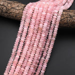 AAA Faceted Natural Pink Morganite Aquamarine Beryl Rondelle Beads 7mm 8mm 10mm 15.5" Strand