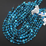 Faceted Natural Teal Blue Apatite Coin 9mm 10mm Beads 15.5" Strand