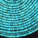 Turquoise Smooth 2mm 4mm Heishi Beads 15.5" Strand