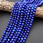 AAA Real Natural Blue Lapis 7mm 8mm 9mm 10mm 11mm 12mm Round Beads 15.5" Strand