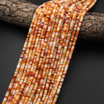 Faceted Genuine Natural Orange Yellow Burma Jade 4mm Thin Rondelle Beads Gemstone 15.5" Strand