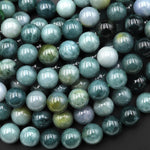 AAA Natural Burma Blue Green Jade 6mm 8mm 10mm Round Beads 15.5" Strand