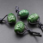 Hand Carved Natural Canadian Green Jade Barrel Gemstone Focal Bead Pendant Large 2mm Drill Hole