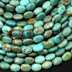 Genuine Natural Golden Green Turquoise Smooth Rice Oval 8x6mm Beads 15.5" Strand