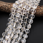 AAA Super Clear Real Genuine Natural Rock Crystal Quartz 15mm Faceted Coin Beads 15" Strand