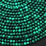 Natural Green Malachite 4mm Smooth Round Beads 15.5" Strand