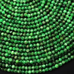 Faceted AAA Natural Green Tsavorite Beads 3mm Round Gemstone 15.5" Strand