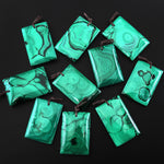 Natural Light Green Malachite Pendant Rectangle Focal Gemstone Bead