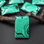 Natural Light Green Malachite Pendant Rectangle Focal Gemstone Bead