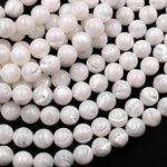 AAA Natural White Mother of Pearl 2mm 3mm 4mm 6mm 8mm 10mm Smooth Round Beads Iridescent Shell 15.5" Strand