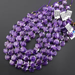 AAA Faceted Natural Purple Amethyst Coin Beads 15mm 15.5" Strand