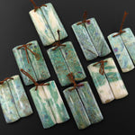 Natural Green Fuchsite Earring Pair Rectangle Matched Gemstone Beads