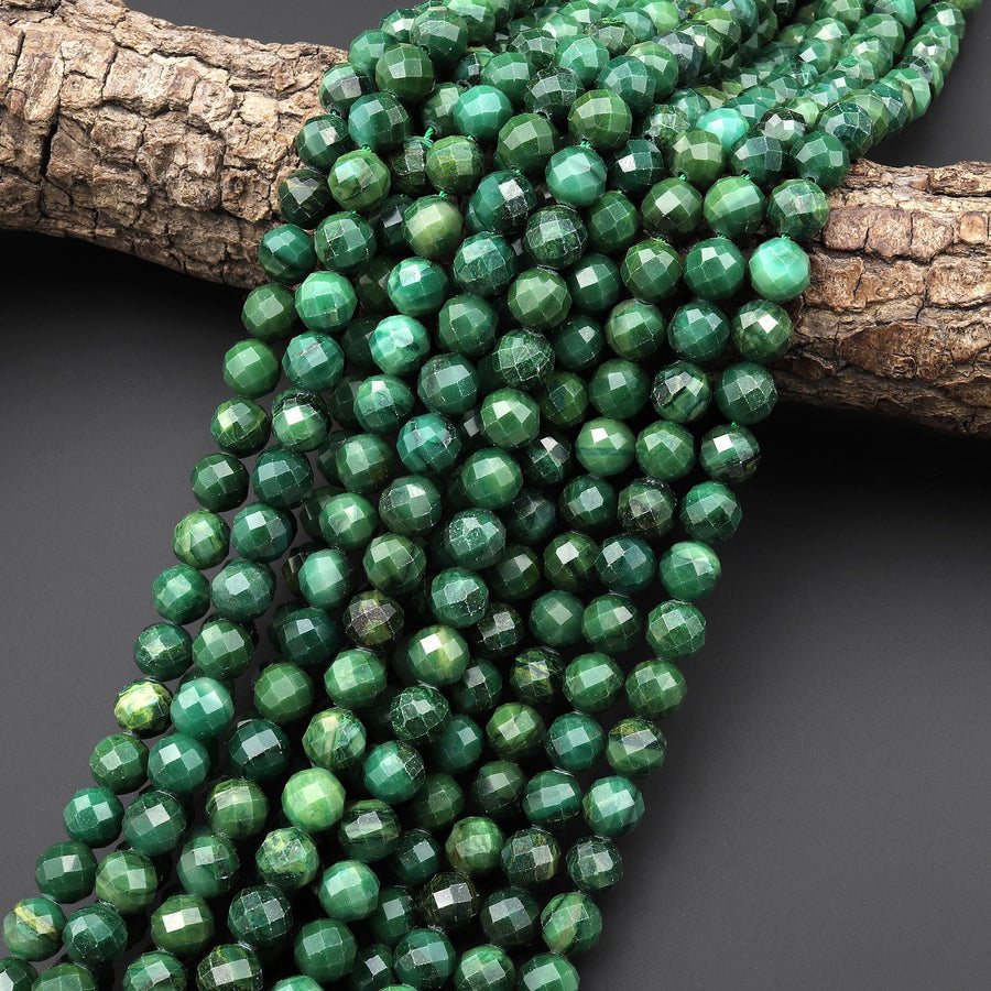 AAA Faceted Natural African Green Jade 8mm 10mm Round Beads Gemstone 15.5" Strand