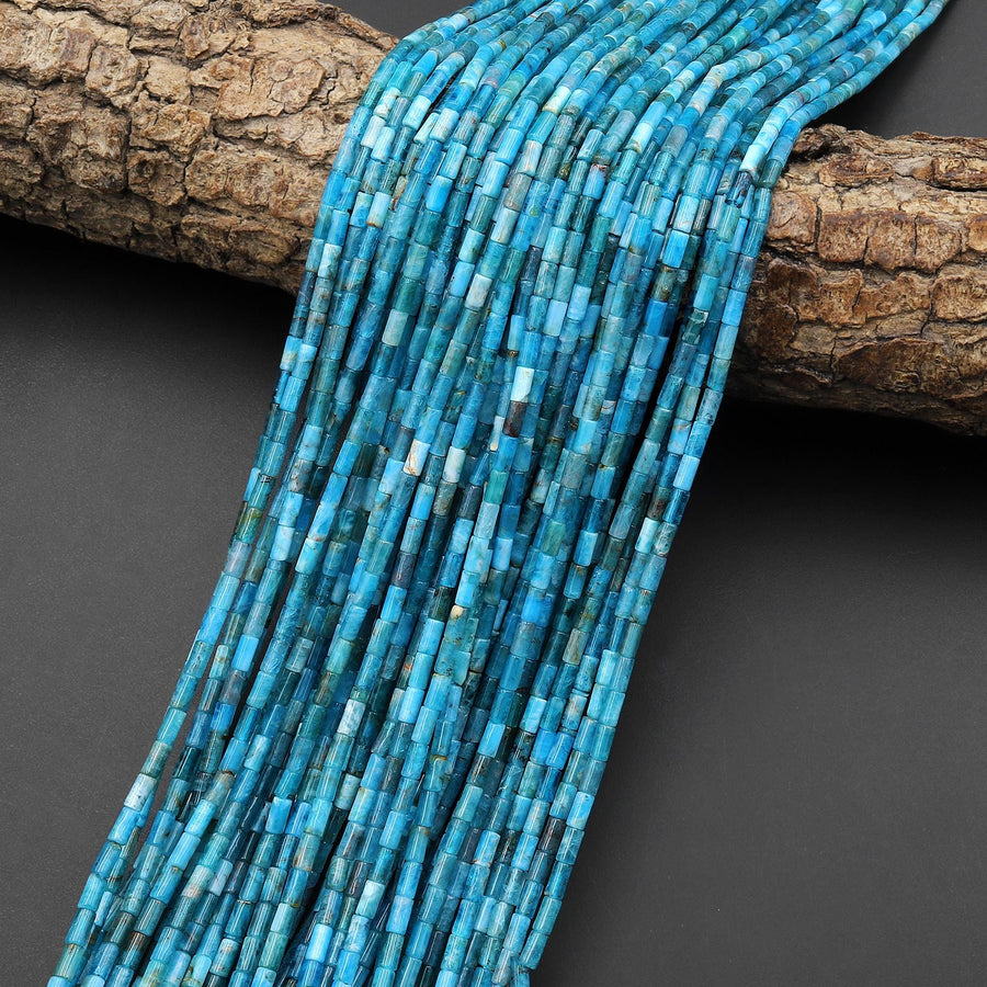 Natural Apatite 4x2mm Small Thin Smooth Spacer Tube Beads 15.5" Strand