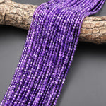 AAA Faceted Natural Purple Amethyst 3mm 4mm Beads Energy Prism Double Point Shape 15.5" Strand