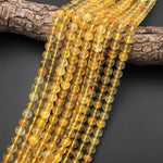 AAA Natural Golden Yellow Fluorite 6mm 8mm 10mm Round Beads Gemstone 15.5" Strand