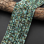 Faceted Natural African Turquoise 3mm Rondelle Beads 15.5" Strand