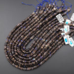 Rare Natural Chocolate Labradorite Faceted Rondelle Beads 6mm 7mm 8mm 10mm Blue Flashes 15.5" Strand