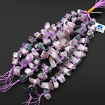 Large Hole Beads Natural Purple Amethyst Crystal Slice Side Drilled Gemstone 8" Strand