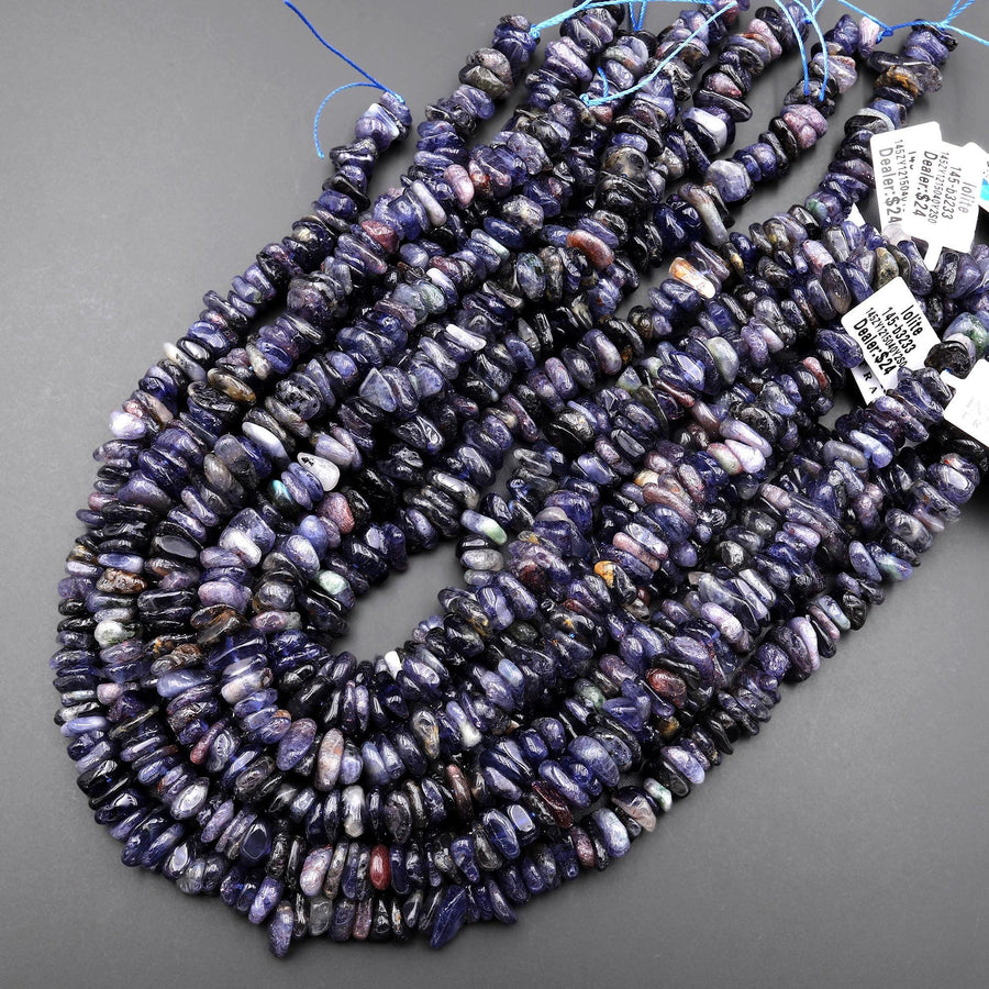 Natural Sunstone Iolite Freeform Rondelle Beads 15.5" Strand