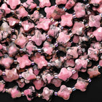 Four Leaf Clover 10mm Beads Faceted Natural Rhodonite Carved Flower Gemstone 15.5" Strand