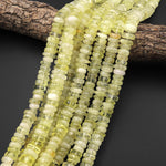 Natural Brazilian Lemon Quartz Smooth Rondelle Wheel Beads Gemstone 15.5" Strand