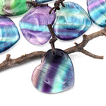 AAA Natural Rainbow Fluorite Indented Heart Pendant Focal Worry Stone