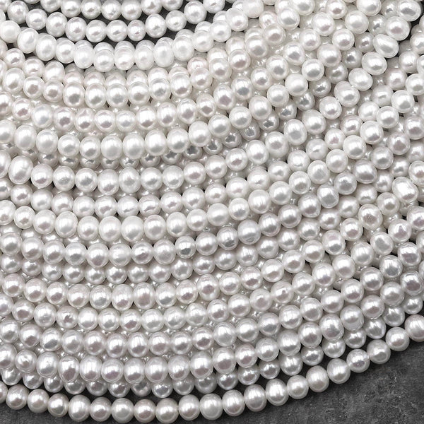 Genuine Freshwater Small 3mm Off Round White Seed Pearls 15.5" Strand