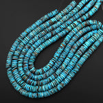 Genuine Natural Arizona Blue Turquoise Heishi Beads 10mm 12mm Thin Rondelle 15.5" Strand