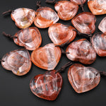 AAA Natural Red Lepidocrocite Heart Indented Heart Pendant Focal Worry Stone