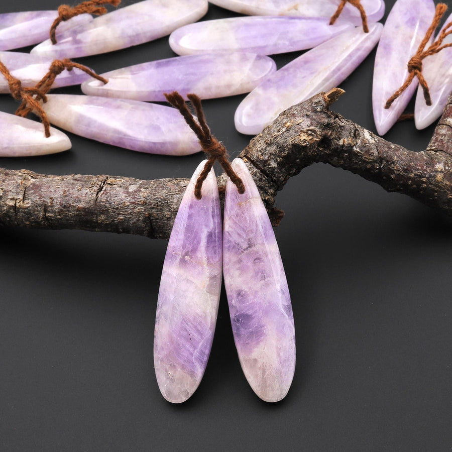 Natural Lilac Amethyst Earring Pair Teardrop Matched Gemstone Beads