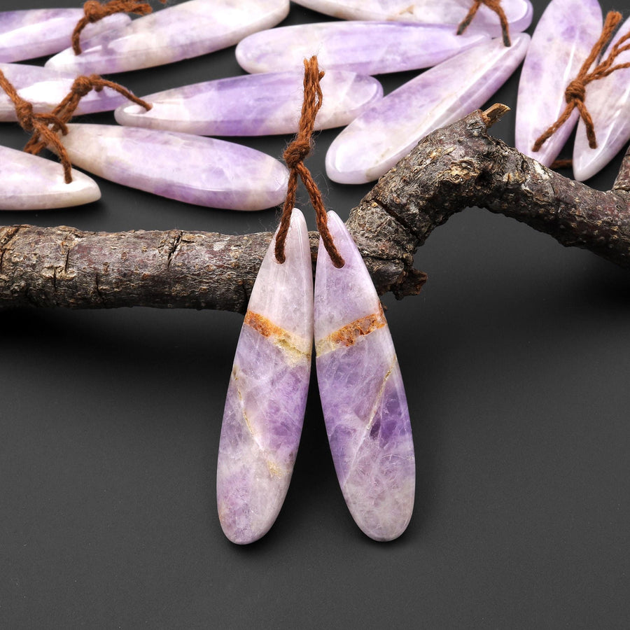 Natural Lilac Amethyst Earring Pair Teardrop Matched Gemstone Beads