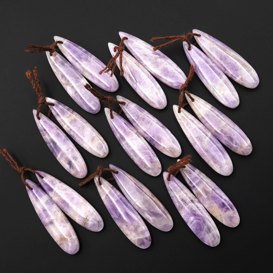 Natural Lilac Amethyst Earring Pair Teardrop Matched Gemstone Beads