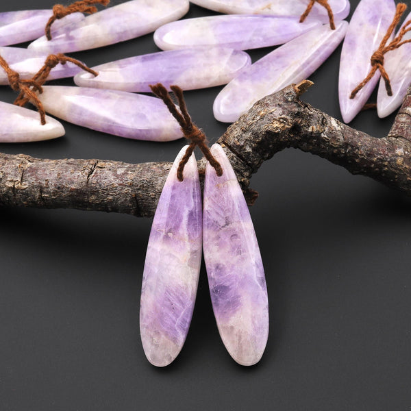 Natural Lilac Amethyst Earring Pair Teardrop Matched Gemstone Beads A5